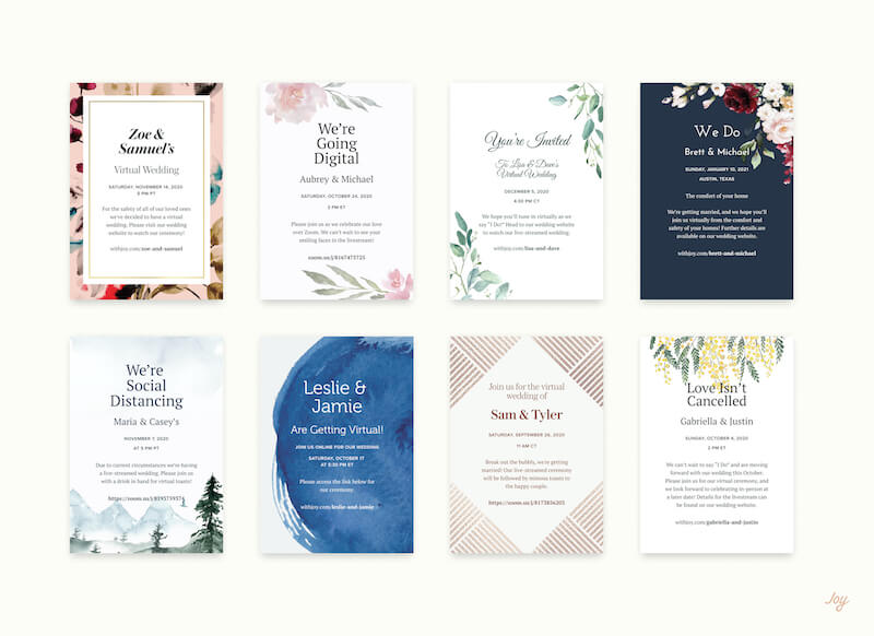 Invite Guests To Your Virtual Wedding Events with Joy - Joy